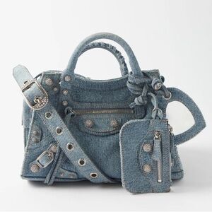 Balenciaga Denim Neo Cagole City Bag with Swarovski Crystals